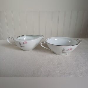 NORITAKE  "Rosemarie" Pattern 6044 Creamer and Sugar Bowl Set